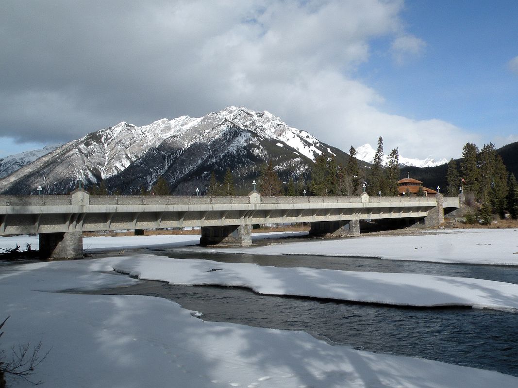 15 Bow River Bridge In Banff With Mount Norquay and Mount Brewster Behind In Winter